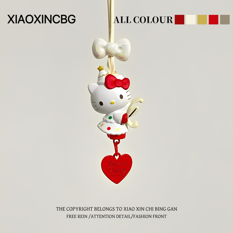 Hello Kitty New Year Car Hanging Ornament, Creative and Cute, Hello Kitty Car Rearview Mirror Decoration Gift for Friends