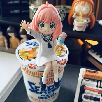 Spy X Family Summer Vacation Anya Figure Instant Noodle Press Anime Peripheral Model Cute Car Decoration Gift
