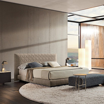 Italian minimalist microfiber leather bed Milotti light luxury bedroom villa home bed large apartment 1 8m double bed