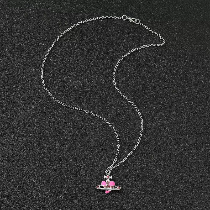 Подвеска-кулон Y2K Jewelry «Сердце-планета (Сатурн)», эмаль и кристаллы, несколько цветов