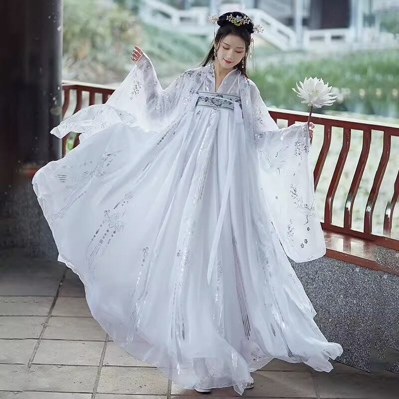出租白云鹤汉服女中国风唐制原创古装齐胸齐腰襦裙飘逸显瘦租赁