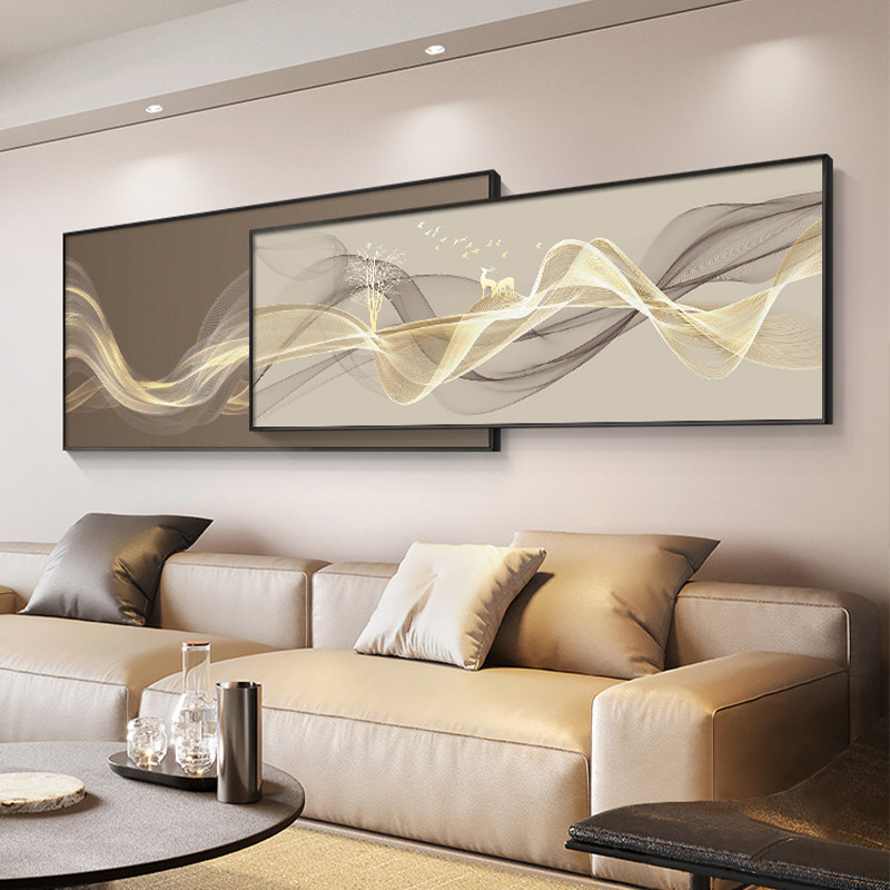 Modern Minimalist Sofa Background Wall Decorative Painting, Artistic Black and White Line Abstract Hanging Painting, Elegant Layered Living Room Wall Art