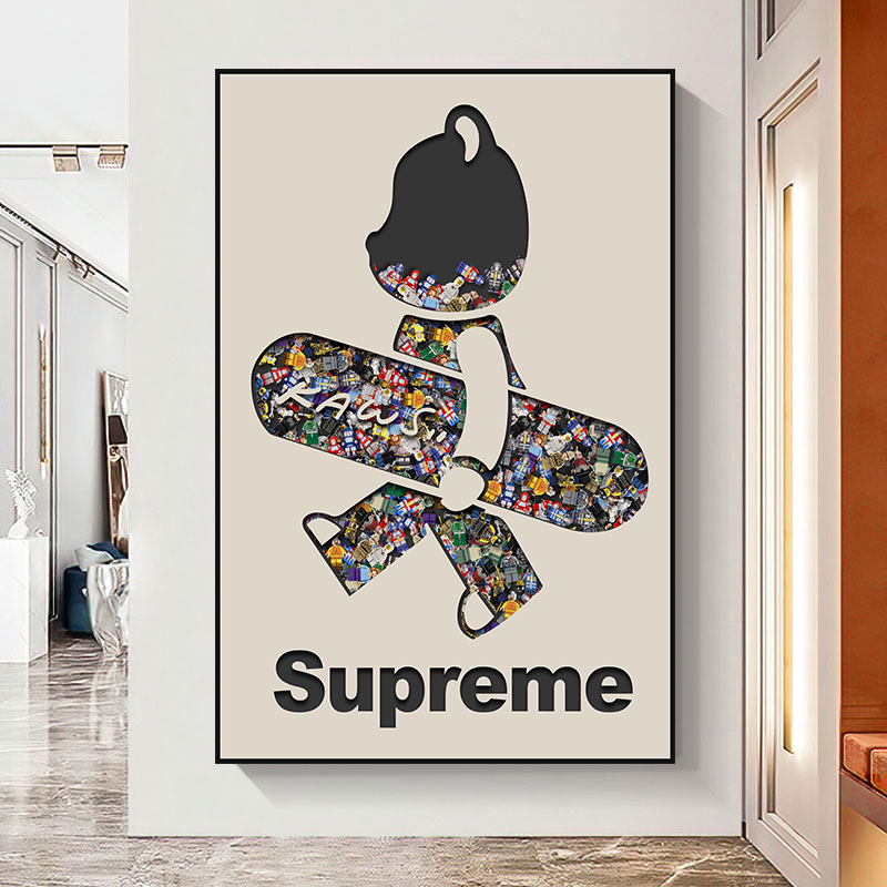 Violent Bear Self-Adhesive Decorative Painting for Entrance, New Style for Hallway, Living Room, Modern Minimalist Wall Art, Sofa Background Sticker