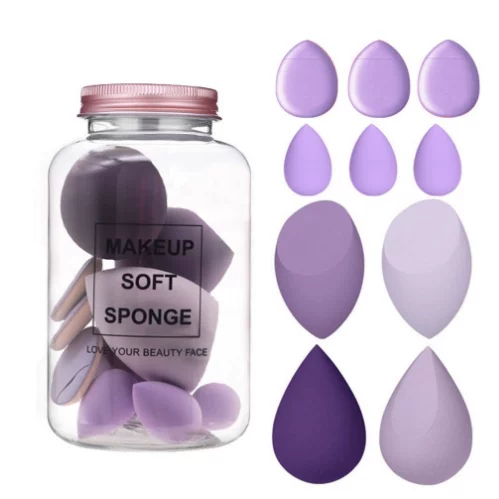 Makeup Sponge Set 8 pcs Shaped Blenders, Multi-colored Soft Face Sponges in Jar