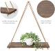 WoodenRopeSwingWallHangingPlantFlowerPotTrayMounted