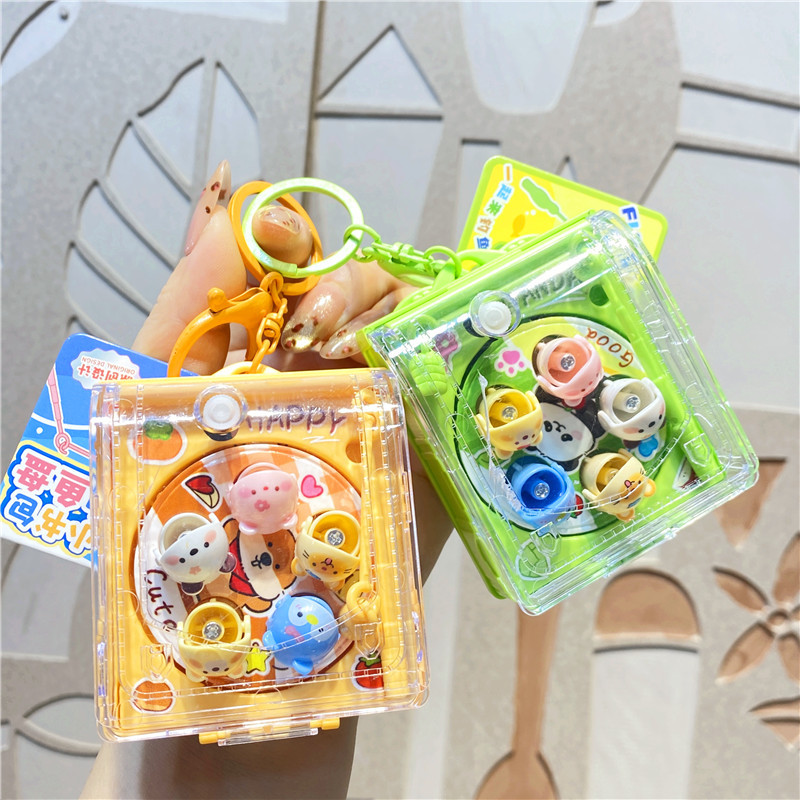 2026 New Fun Cartoon Panda Penguin Backpack-Shaped Fishing Machine Keychain Toy Pendant Bag Decoration
