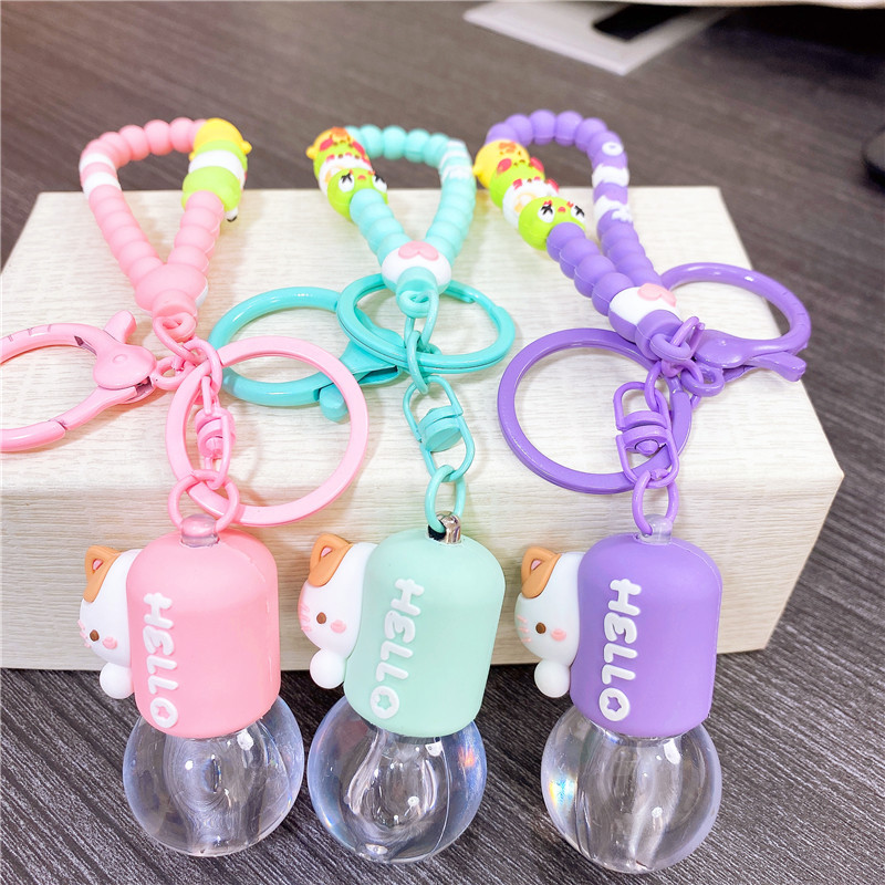 Internet-Famous Mini Exquisite and Compact Cat Flashing Light Bulb Keychain Couple Car Key Chain Pendant Bag Decoration