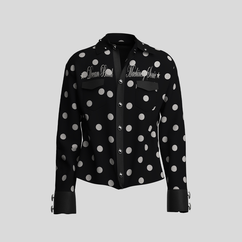 Dreamband『Dream Machine』Large Polka Dot Short Jacket Shirt Retro Star Workwear Long-Sleeved Jacket Dreamband『Dream Machine』Large Polka Dot Short Jacket Shirt Retro Star Workwear Long-Sleeved Jacket