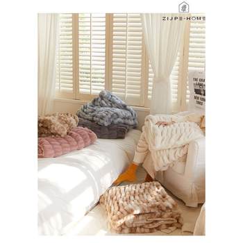Nordic light luxury rabbit fur blanket simple ab version jade fox velvet blanket casual blanket sofa bedroom cover blanket nap blanket