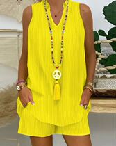 Tow Piceses Outfits for Women Summer Casual Frill Hem Textur