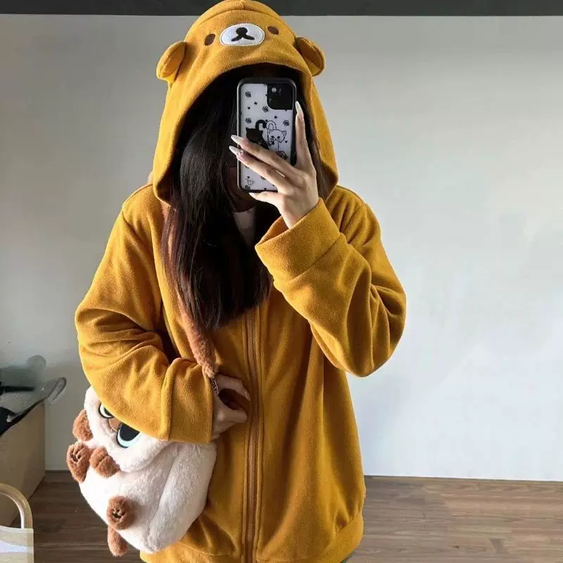 [Диптон Худи с молнией Kawaii Женщины Oversized японская девочка]
