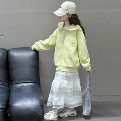 Girls' Outwear, Hooded Sweatshirt, Spring & Fall Style Suit, New Style, Stylish Girl's Kidsren's Autumn Dress, Skirt, Loose Top