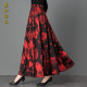 Autumn and winter new style red versatile retro printed w half length skirt women's dance skirt large size high waist a line large hem skirt
