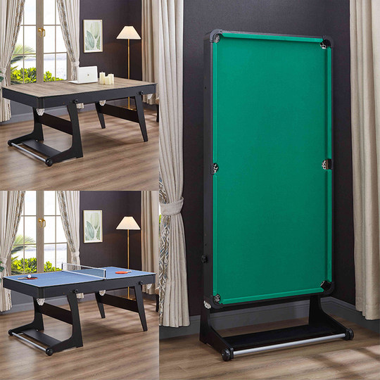 Zusammenklappbarer, multifunktionaler, kleiner Billardtisch für den Haushalt, für Studenten, Erwachsene, Innenkinder, schwarz, acht amerikanische Billardtische