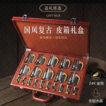 Gold foil white wine cup set glass small cup home crystal Jinshan scale wine divider wine cup gift box