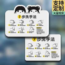 Seven-step hand washing method step reminder card bathroom wash chart scientific cleaning OEM creative model kindergarten learning