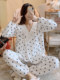 Jiaying Ai Air Cotton Maternity Pajamas Spring and Autumn Pure Cotton Postpartum Nursing Sleepwear Pregnancy and Maternity Home Wear for Winter