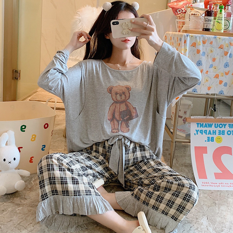 Korean version Modale Moon Subserved Summer Thin Postnatal Breastfeeding Home May 7 Spring and autumn pregnant women's pyjamas 6