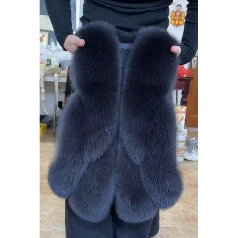 2026 Autumn/Winter New High-Quality Faux Fox Fur Vest for Women, Short Style, Full Fur, Slim Fit, Fluffy Vest
