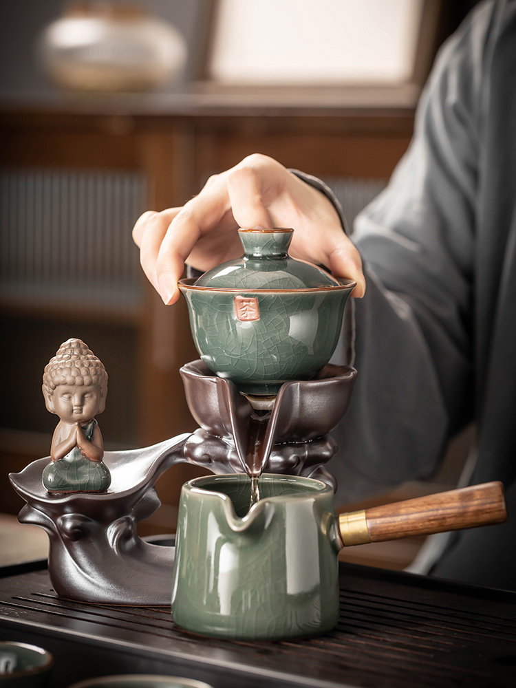Gokiln Automatic Kung Fu Tea Suit Home Sloth Tea Deity Ware Chinese Upscale Teapot Tea Cup Tea Tray Small Sleeve-Taobao