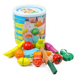 Children's puzzle, wooden cut music, boy girls, family simulation toy barrels, fruits and vegetables, cut