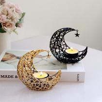 Moon Candle Holder Metal Wax Candleholder Pendulum Pieces Modern Light Lavish Romantic Wedding Wedding Christmas Day Candle Cup