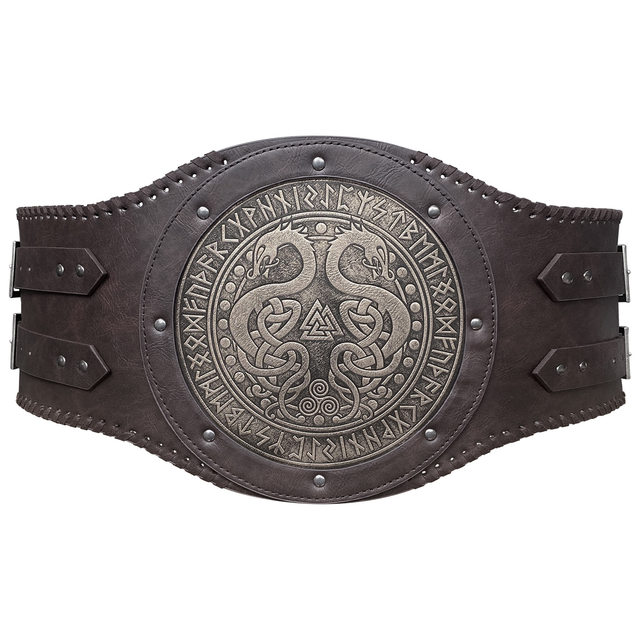 Medieval Color-Washed Double-Snake Round Waist Belt Knight Gear Nordic Viking Style Retro Cosplay Prop