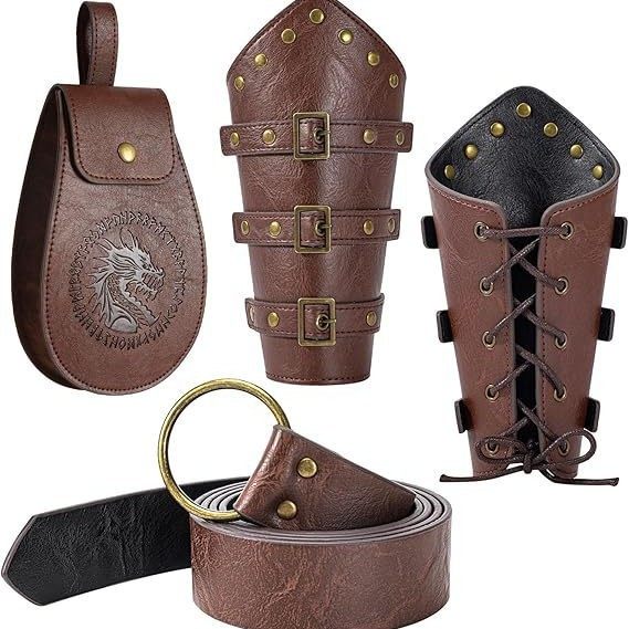 European medieval retro knight wristband, armband, retro waist bag, gloves, COS stage costume props