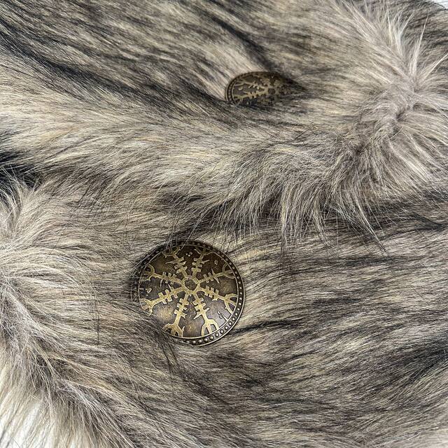 New Medieval Imitation Fur Shawl Warrior Cloak with Fur Collar, Nordic Viking Style Retro Cos Accessories