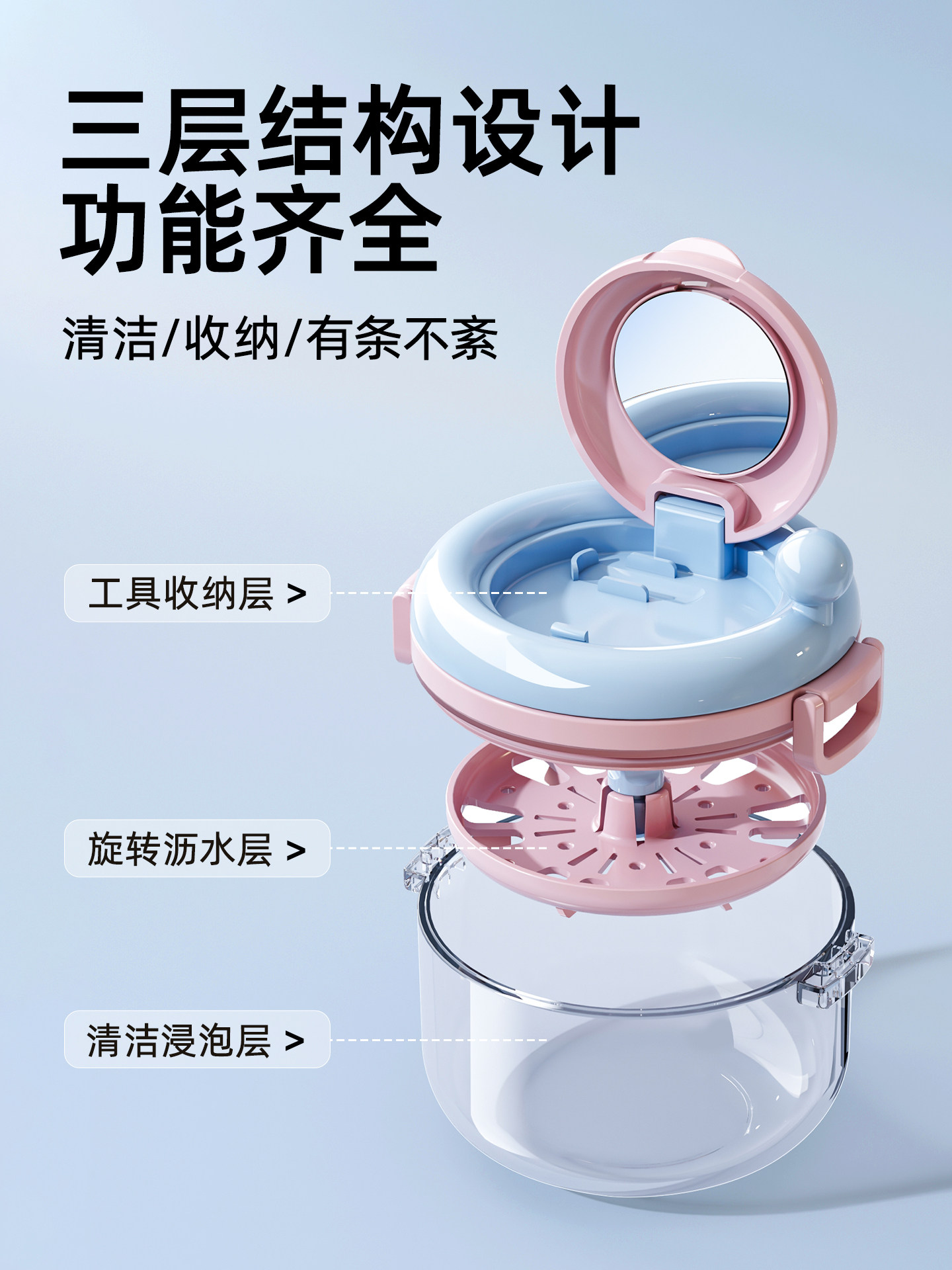 Braces Storage Box, Invisible Kidsren's Orthodontic Retainer, Portable Cleaning Box, Portable Denture Box for the Elderly with Mirror