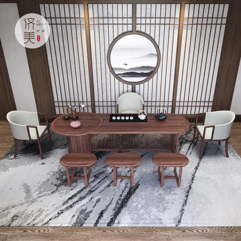 New Chinese-style solid wood tea table and chair combination Zen Kung Fu tea table home office tea room furniture small simple and modern