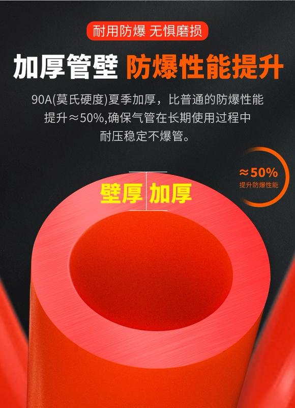 máy đóng đai xqd 19 Khí nén lò xo ống máy nén khí phụ kiện máy bơm không khí PU ống dẫn khí có đầu nối áp suất cao ống mềm màu đỏ loại phổ thông ống khí nén phi 16 giá dây hơi khí nén