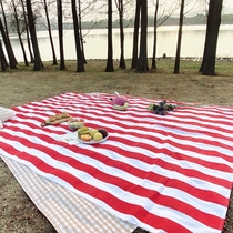 Spring Tours Picnic Mats Ins Wind Stripe Background Cloth Spring Camping Outdoor Picnics Outdoor Excursions Portable Anti-Tide Mat Beach Mat