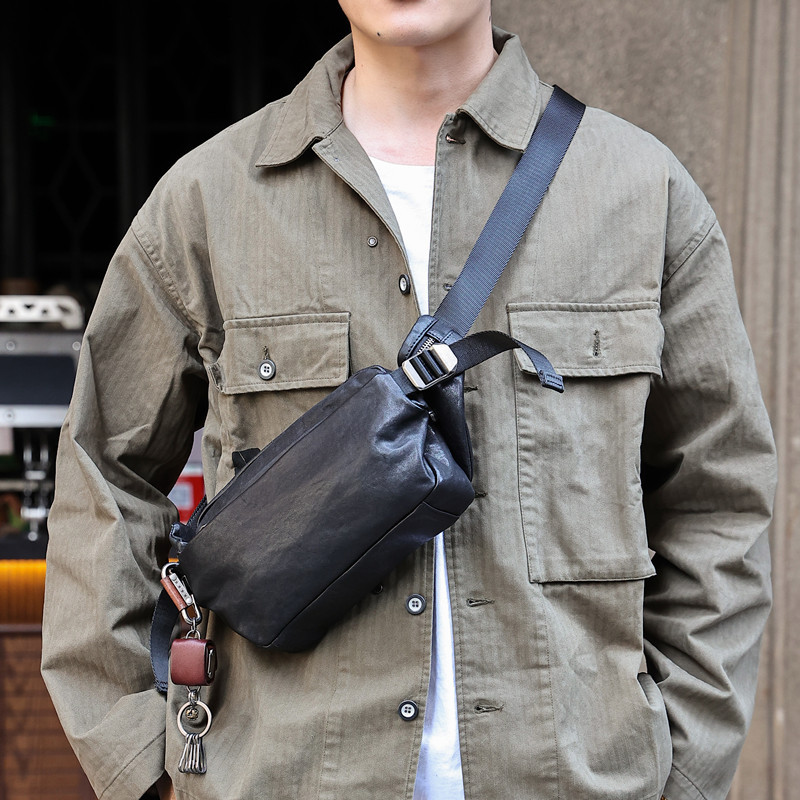Wan Ye Men's Crossbody Bag Genuine Leather Chest Bag Sports Small Backpack Cowhide Shoulder Bag Casual Multifunctional Phone Waist Bag Wan Ye Men's Crossbody Bag Genuine Leather Chest Bag Sports Small Backpack Cowhide Shoulder Bag Casual Multifunctional Phone Waist Bag