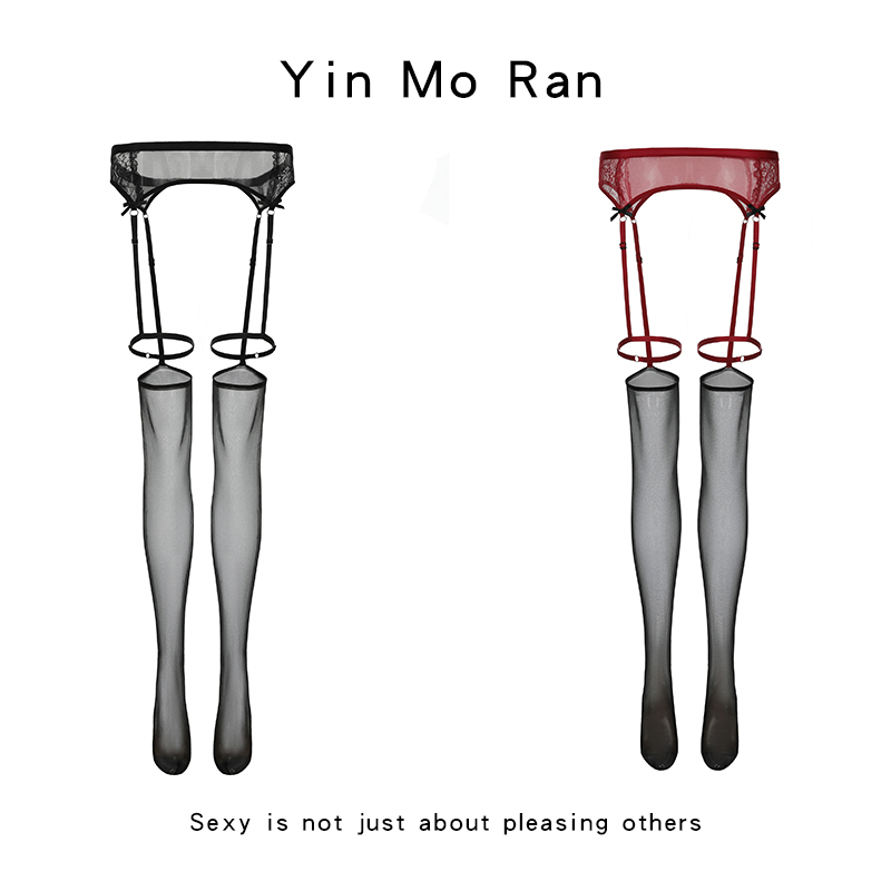 Yinmoran Leg Ring Stockings for Women, Lace Waist Integrated Suspender Stockings, Sexy Black Stockings, Spring and Summer Style, Color-Blocking Pantyhose