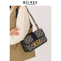 Belle BIIVEE big brand old flower light luxury Montaigne bag ladies chain small square bag 2024 new style leather embroidery oblique