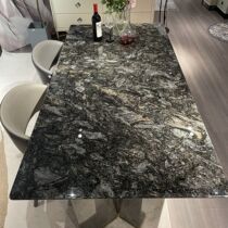Natural marble platinum diamond luxury stone dining table Kari ice jade black rose blue crystal minimalist Italian villa furniture
