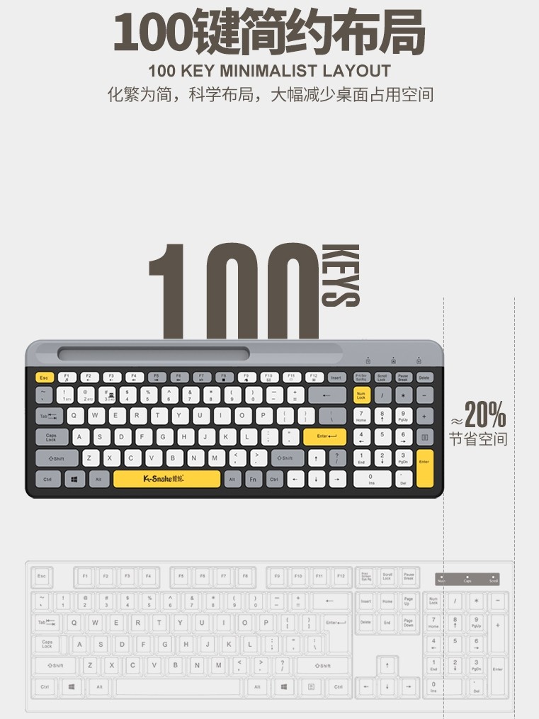 Viper K100 Bluetooth Wireless Keyboard and Mouse Set for Laptop Tablet iPad Xiaomi Lenovo Universal Silent