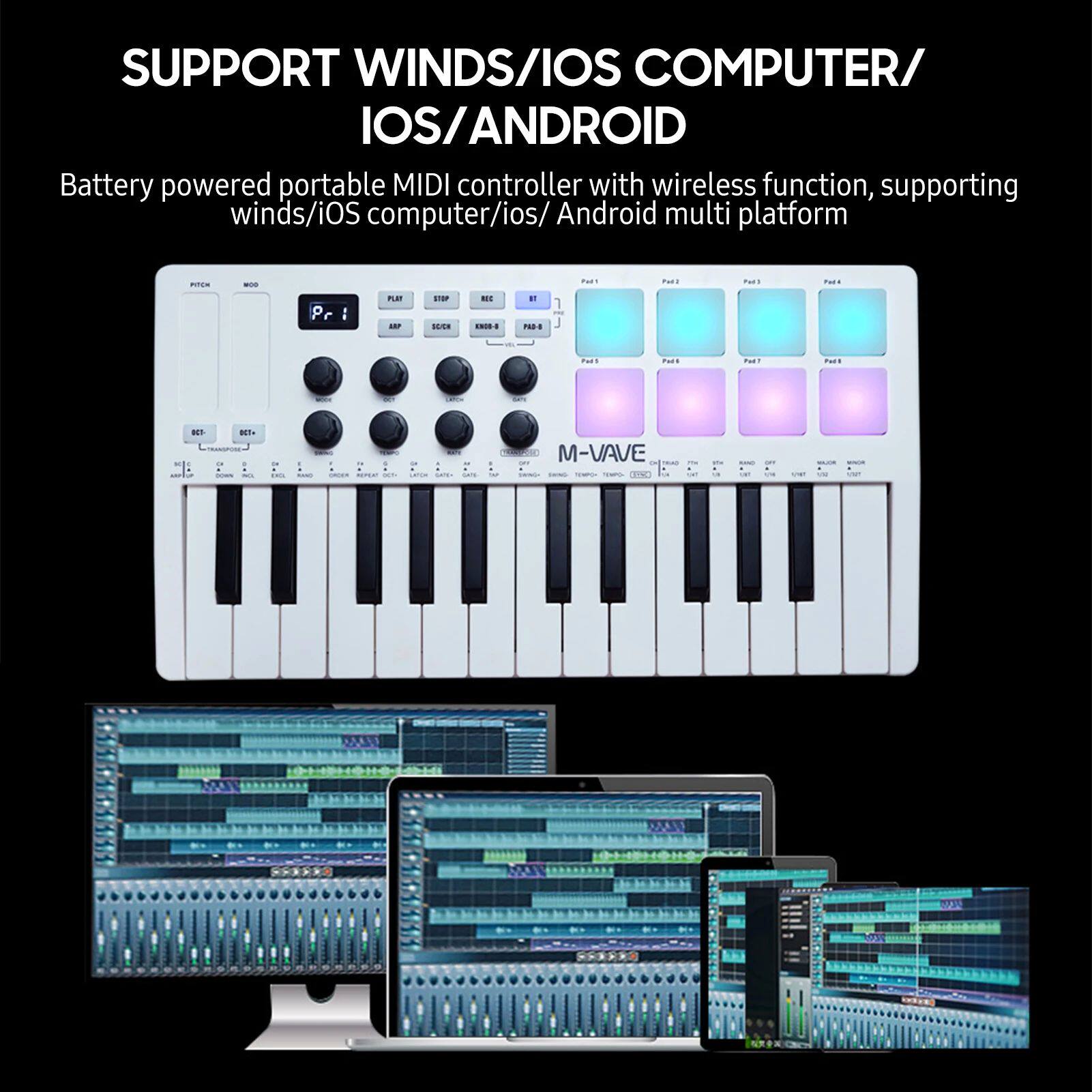 MIDI-клавиатура m-vave midi 25-key controller keyboard piano portable usb ke OTHER