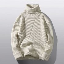 Autumn Winter Mens Turtleneck Sweaters Pullovers Solid Colo