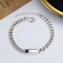 Chaosheng S925 sterling silver Korean version Dongdaemun happy smile bracelet retro ins style tank chain versatile bracelet for women