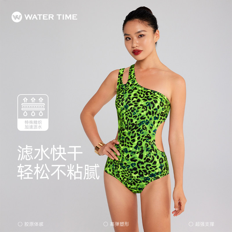 WaterTime泳衣女泡温泉2025新款连体性感泳装单肩带高级感游泳衣