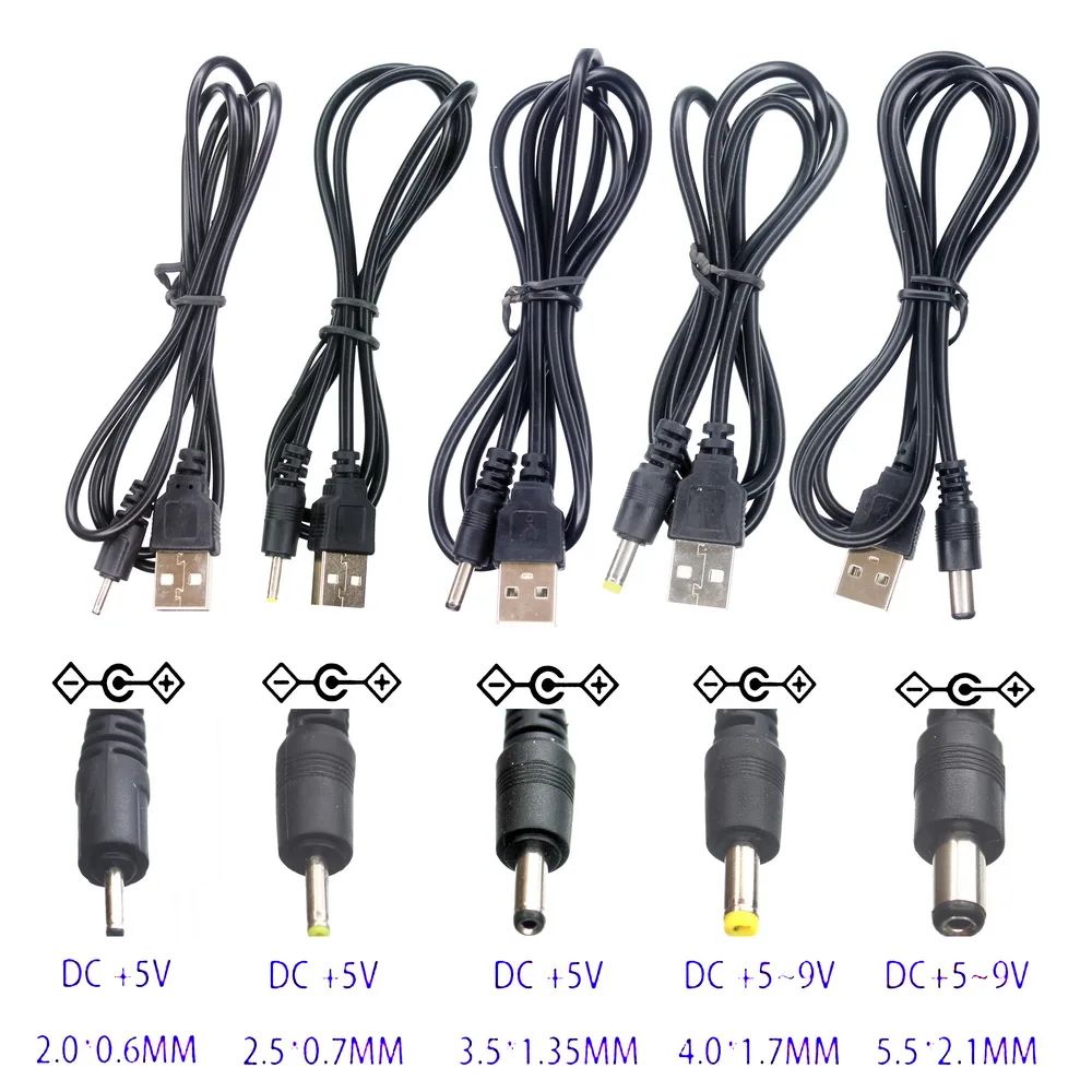 USB 2 0 A Male to DC 2 0 * 6mm 0 2 5 * 7mm 0 3 5 * 1 35mm 4 0 * 1 7m