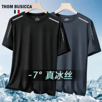 Летняя шелковая быстросохнущая дышащая спортивная футболка, круглый воротник, короткий рукав, большой размер, свободный крой