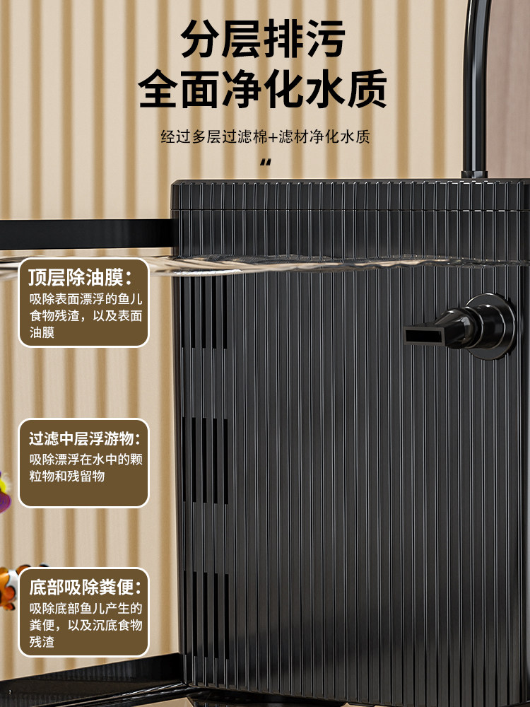 Small Fish Tank for Living Room, 2025 New Model, Integrated Filtration and Oxygenation Machine, Lazy Desktop Ecological Landscaping Side-Filter Stream Tank