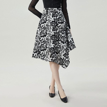 2024 Summer New Gedi Amash 20 Official Website High Waisted Slimming Irregular Printed Skirt