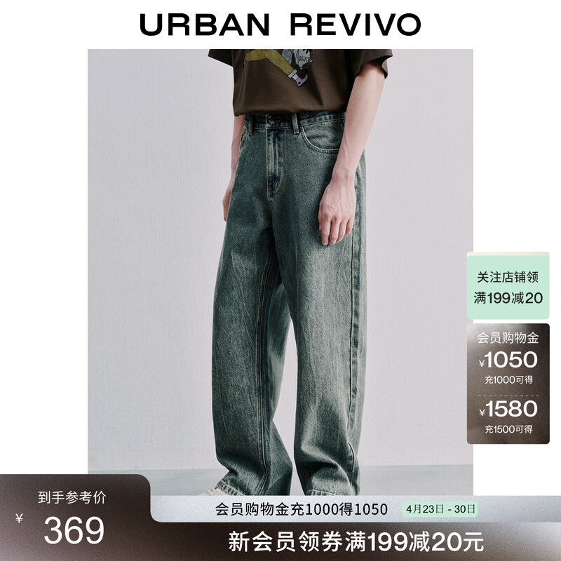 Ur2026 Summer New Men's Fashion Trendy Personalized Washed Vintage Straight-Leg Denim Pants Uuv860029
