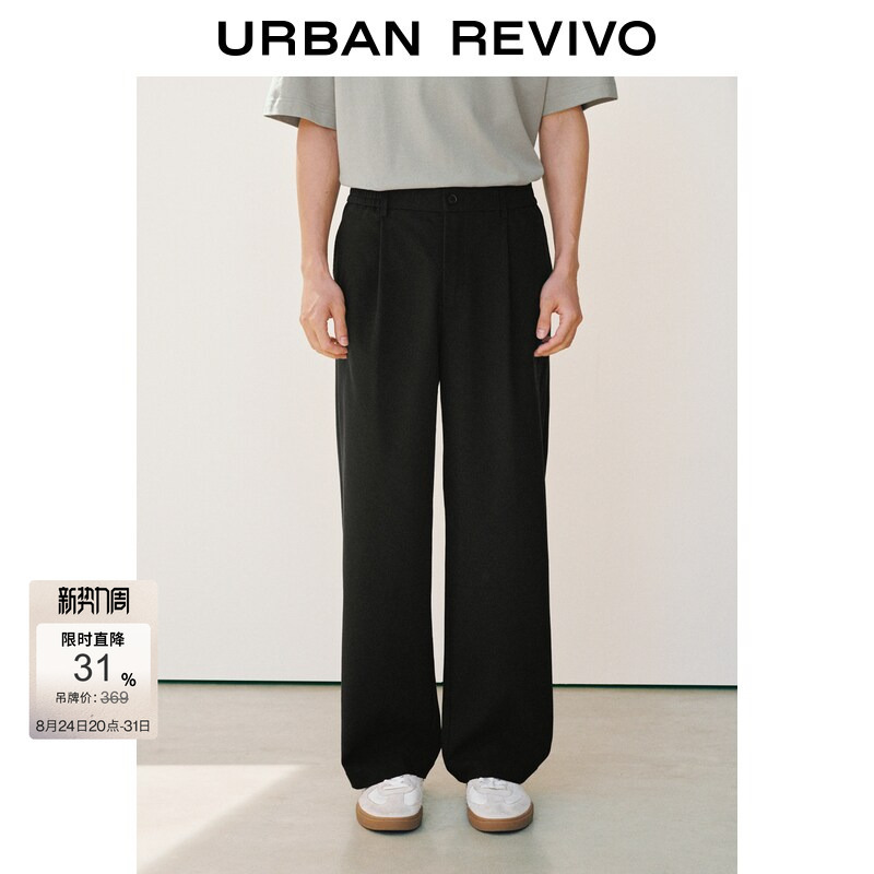 Ur2026 Autumn New Men's Fashion Commuting Simple Solid Color Large Pleated Straight Trousers Umf660062