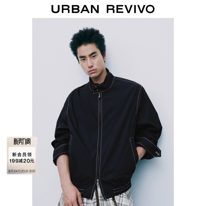 Ur2026 Autumn New Men's Casual Stand Collar Topstitched Pocket Harrington Jacket Umf160041