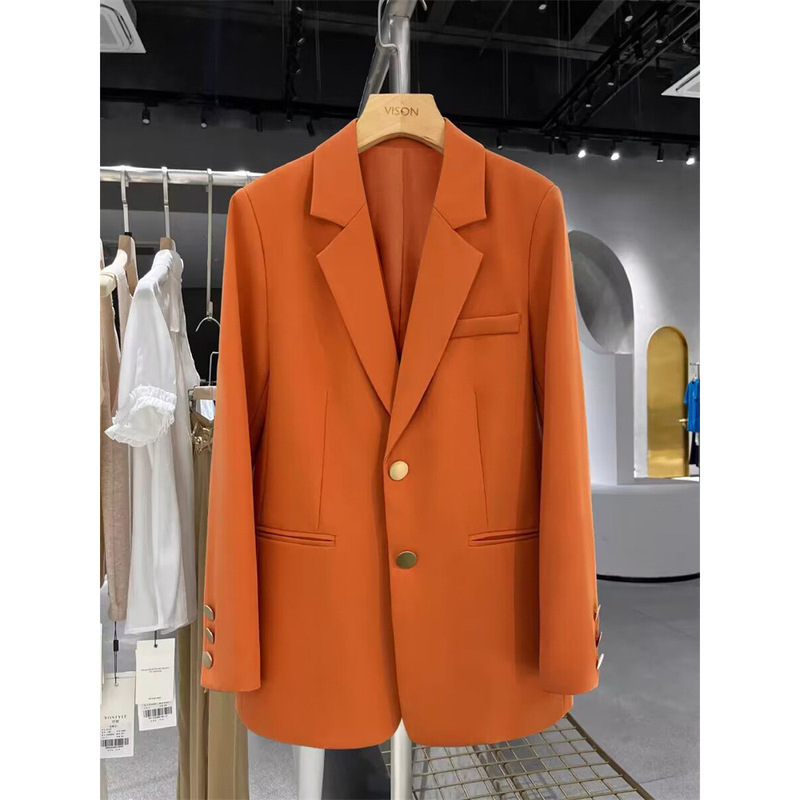 High-Quality Small Blazer for Women for Export, 2024 Spring and Autumn New Style, Orange, Petite, Casual, Stylish Suit High-Quality Small Blazer for Women for Export, 2024 Spring and Autumn New Style, Orange, Petite, Casual, Stylish Suit